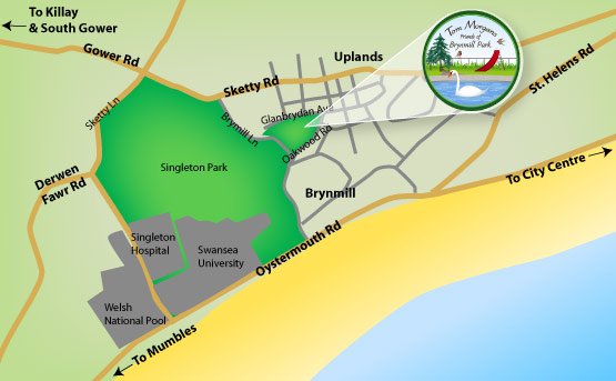 The location of Brynmill Park in Swansea